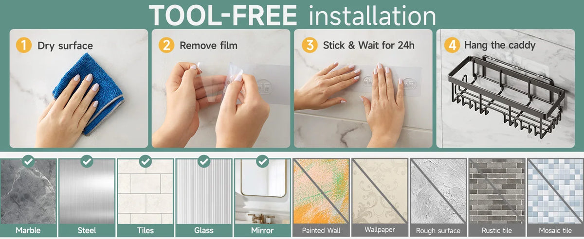 Pack Shower Caddy Organizer Rack Shelf Inside Shower