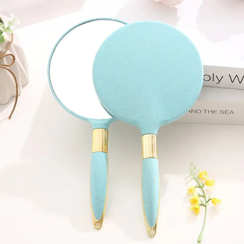 Lady Handheld Makeup Mirror Cosmetic Retro Mirror Spa