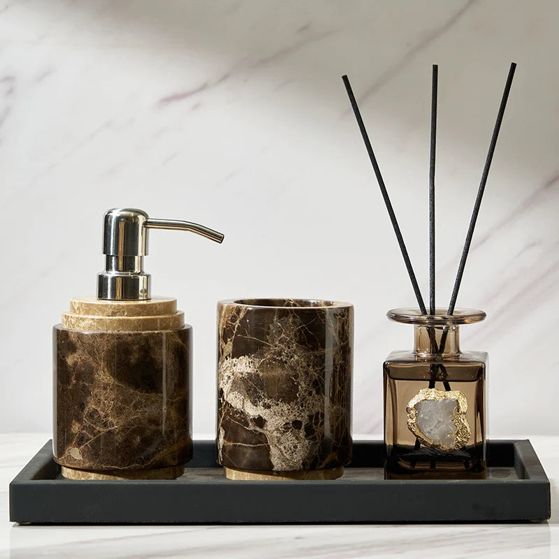 Nordic Color-Blocked Marble Lotion Bottle Aromatherapy Tray