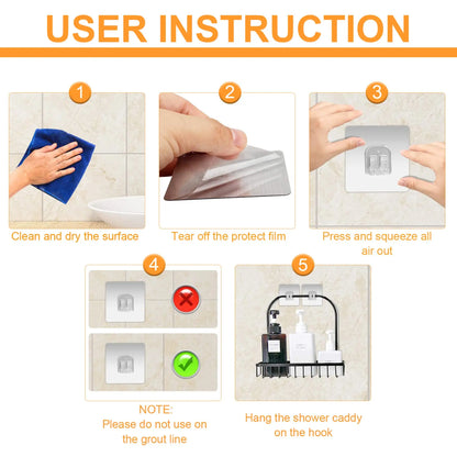 1/10pcs Corner Shower Caddy Adhesive Sticker Hook Mount