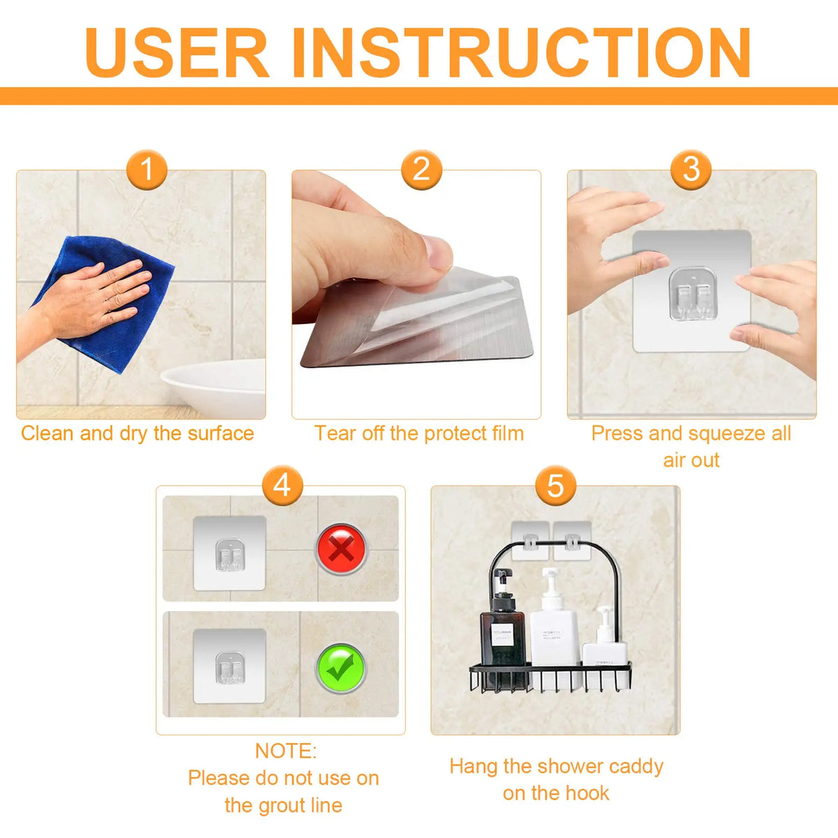 1/10pcs Corner Shower Caddy Adhesive Sticker Hook Mount