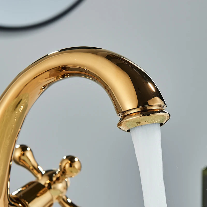 Deck Install Antique Brass Basin Faucet Bathroom Basin