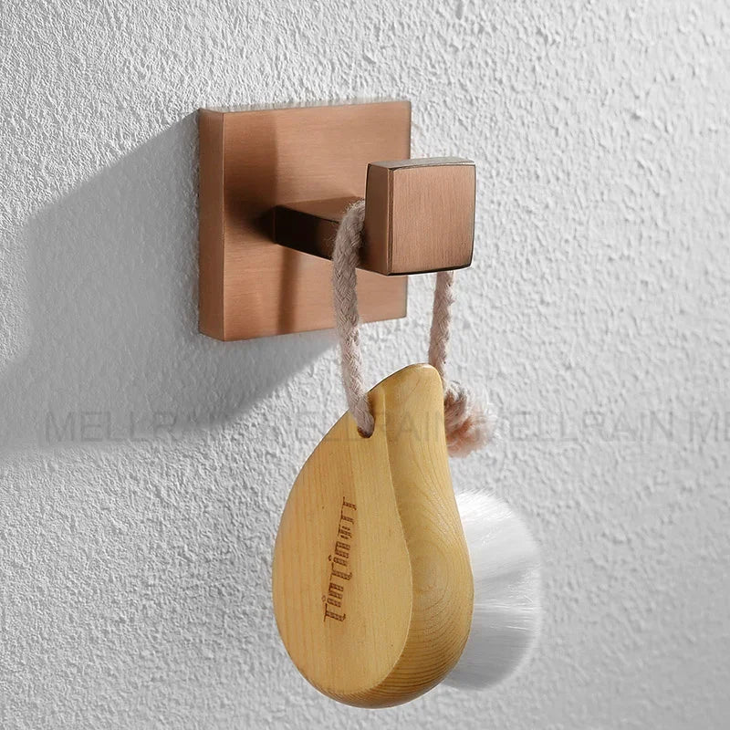 Brushed Rose Gold Towel Rack Robe Hook Bathroom