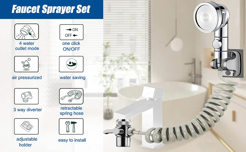 Handheld Faucet Water Diverting Shower Head External Rain