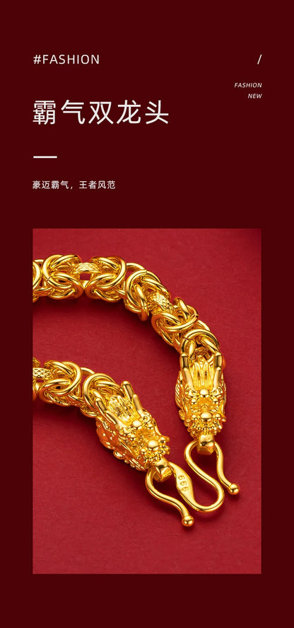 Unisex 24k Au999 Real Gold Boss Chain Hollow