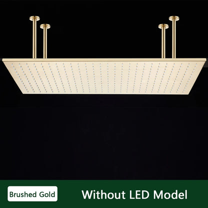 Rozin Led Matte Black Shower Head 40 80cm