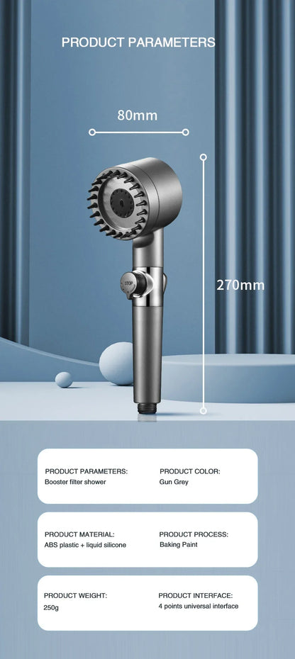 High Pressurized Filter Shower Head 3-Mode Adjustable Spray