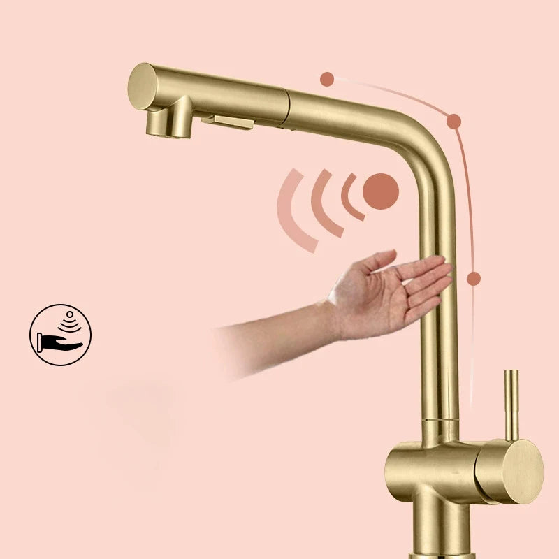 Touch On Pull Out Sink Faucet Stainless Steel