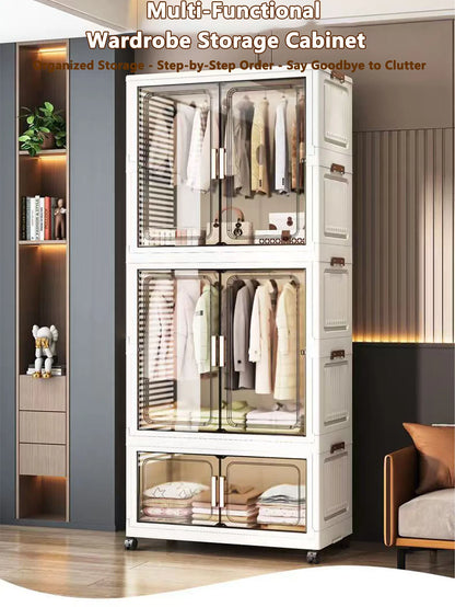 Multi-Functional Folding Storage Cabinet Doors White/Black/Gray