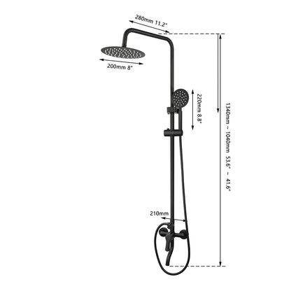 Kemaidi Matte Black Shower Wall Mounted Rainfall Shower
