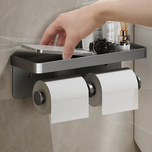 Toilet Paper Holder Wall-Mounted Double Layer Paper Roll