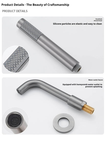 Brushed Gold Concealed Wall-Mounted Bathtub Faucet Gun Grey