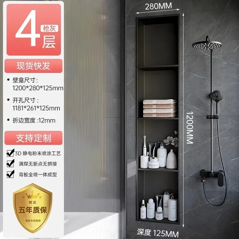 Stainless Steel Niche Bathroom Shelf-Embedded Tv Cabinet Style
