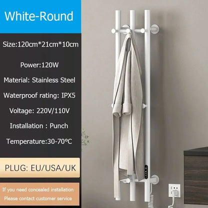 Oxg 3-Bar Electric Heated Towel Rack Timer Wall
