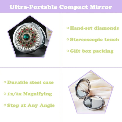 Compact Mirror 1x/2x Magnification Pocket Mirror Women 3inch