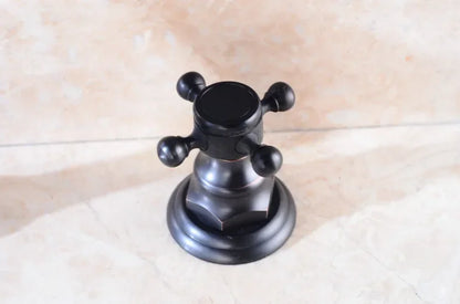 Zgrk Basin Faucet Black Brass Dual Handle Bathroom