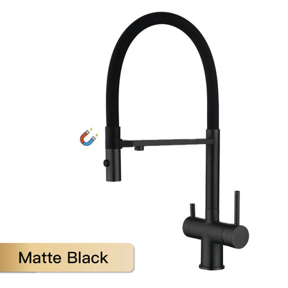 Modern Brushed Gold Brass Faucet Water Filtration Design