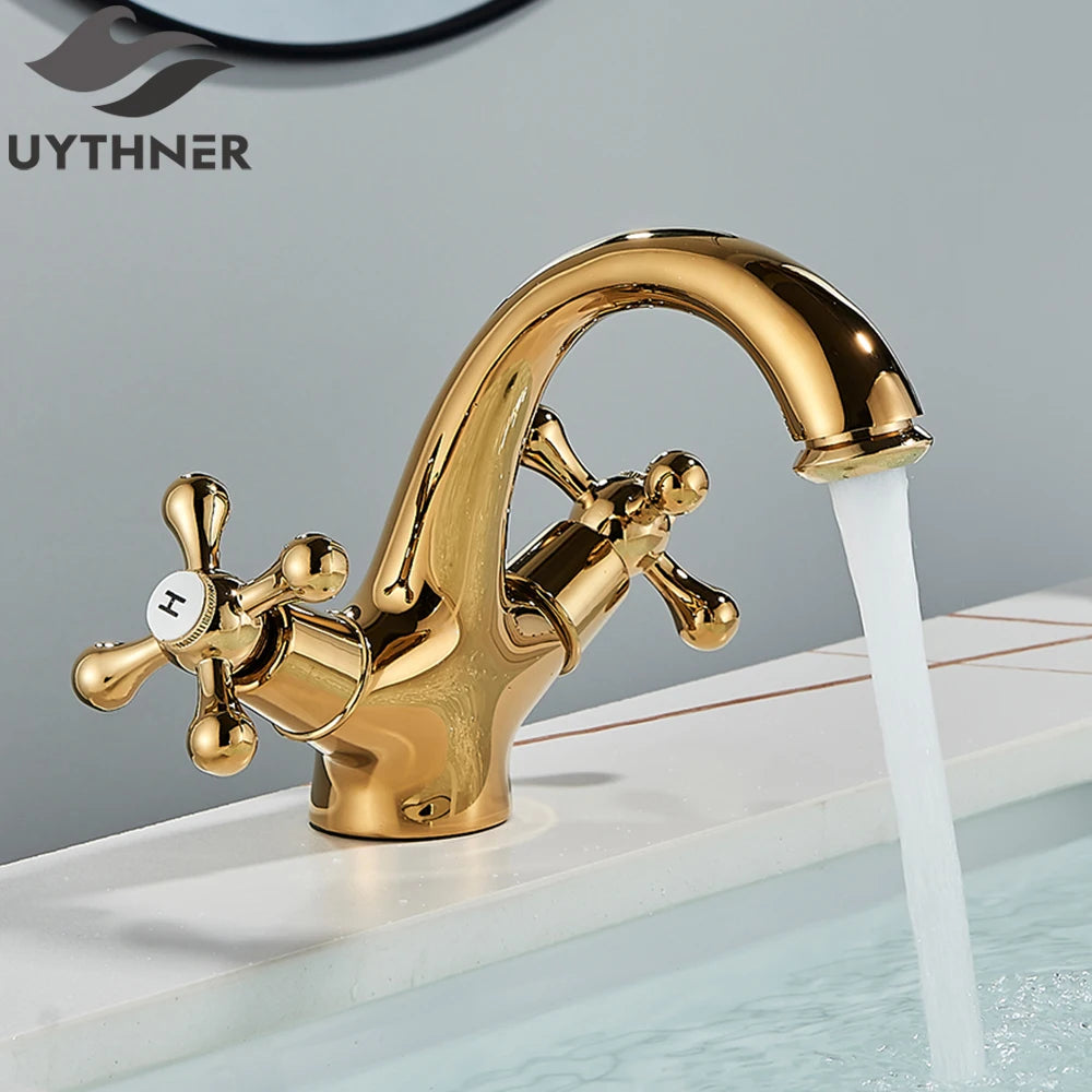 Gold/Antique Brass Bathroom Basin Sink Faucet Mixer Tap