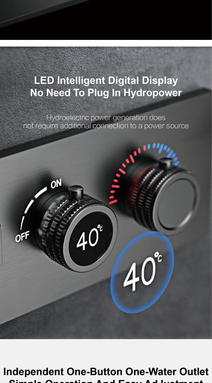 Luxury Gun Grey Brass Thermostatic Shower System Ceiling-Embedded