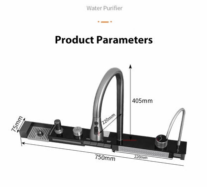 Silver Slot Stainless Steel Waterfall Sink Digital Display