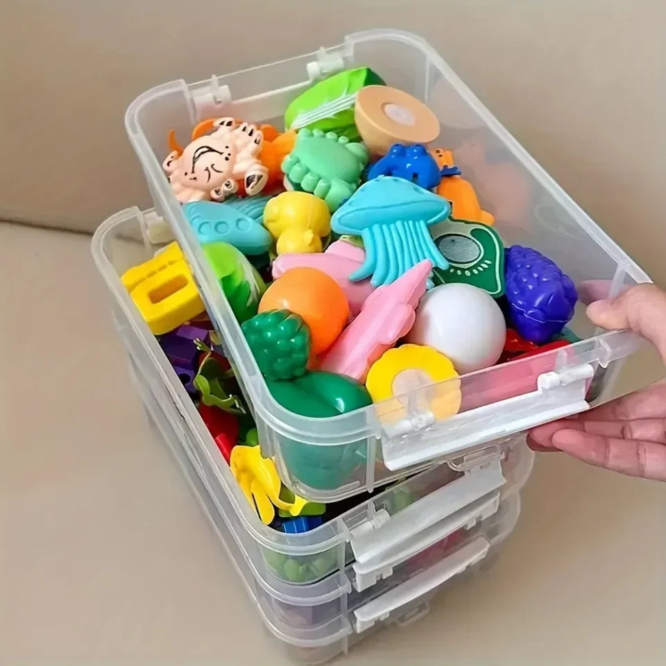 4-Layer Transparent Storage Box Stackable Sorting Box Building