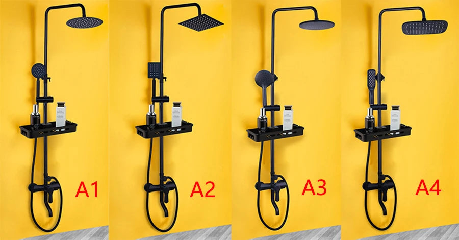 Jieni Matte Black Rainfall Shower Faucet Paint Black