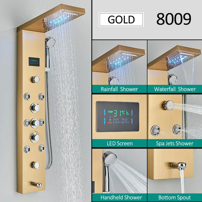 Led Shower Panel Tower System Rain Waterfall Shower