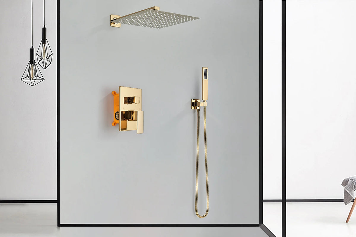 Golden Shower Faucets 2-Ways Rainfall Shower System Wall