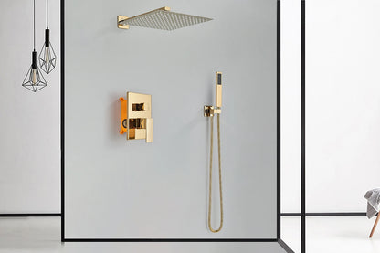 Golden Shower Faucets 2-Ways Rainfall Shower System Wall