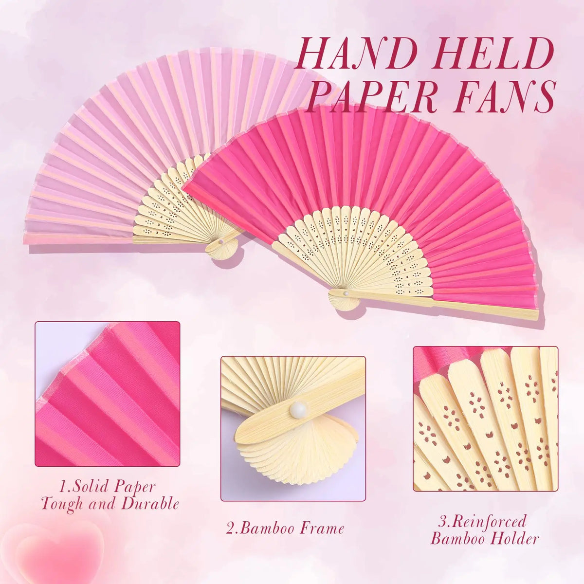 30-120pcs Wedding Hand Fans Folding Fans Guest Paper
