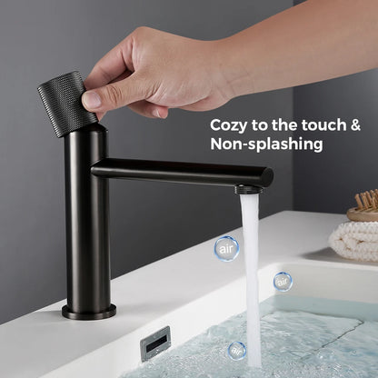 Knurled Faucet Brushed Gold Basin Faucet Bathroom Taps