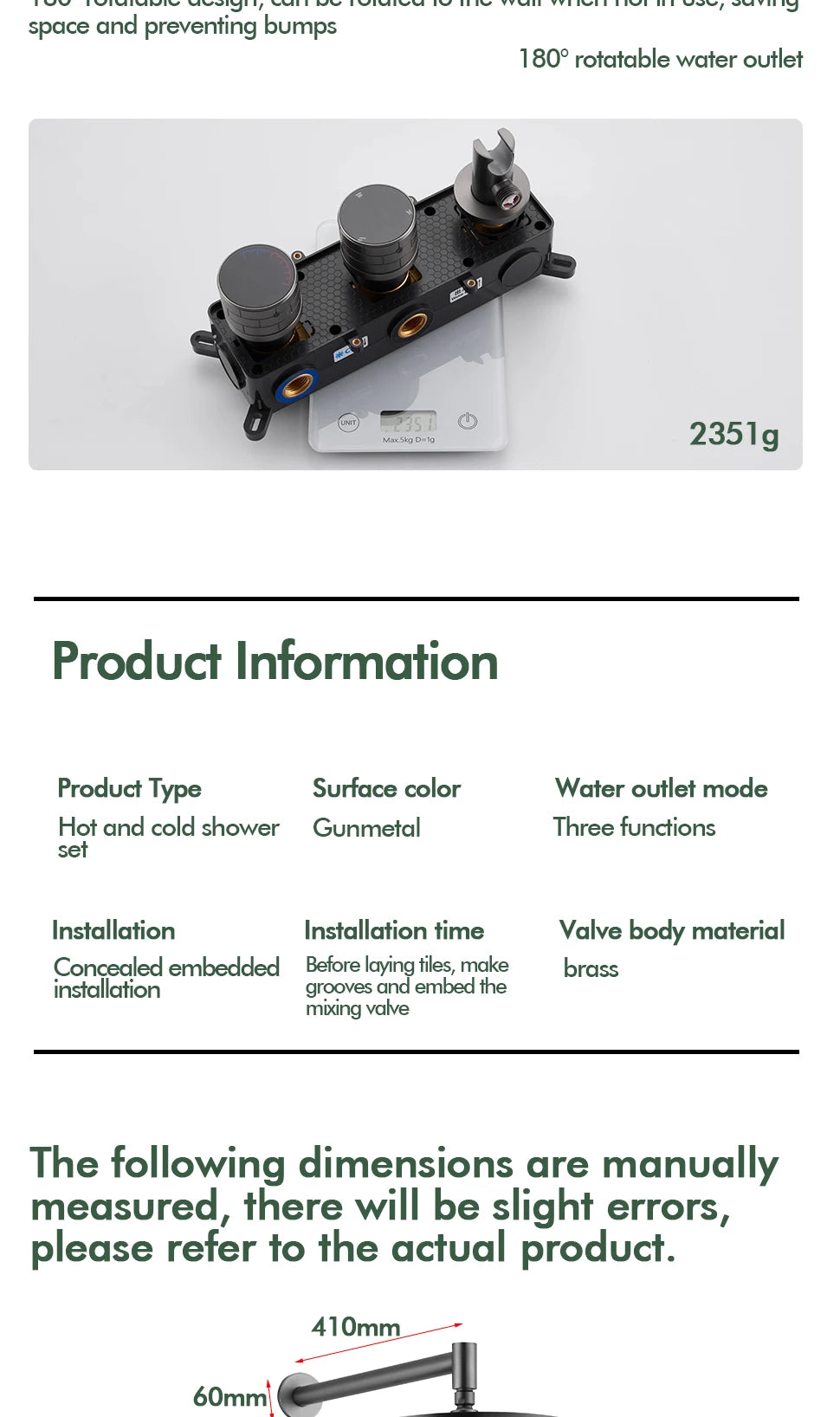 Gunmetal Shower Faucet Or Ways Concealed Box Bathroom