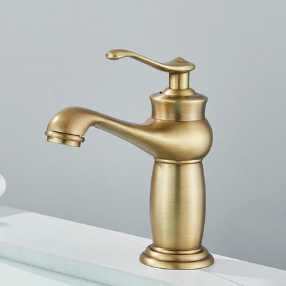 Luxurious Antique Bathroom Basin Faucet Brass Deck Mounted