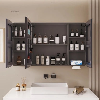 Arc-Shaped Smart Bathroom Mirror Cabinet Wall-Mounted Bathroom