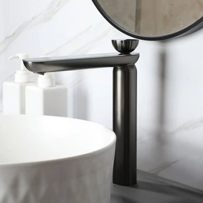 Zappo Gun Gray Digital Display Bathroom Faucet Brass
