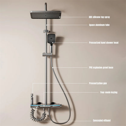 Gray Piano Keys Bathroom Shower Faucet Multiple Water