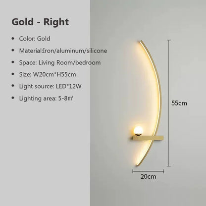 Modern Led Simple Art Bedroom Bedside Wall Lamp