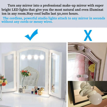 Led Makeup Mirror Light Suction Cup Cordless Bathroom