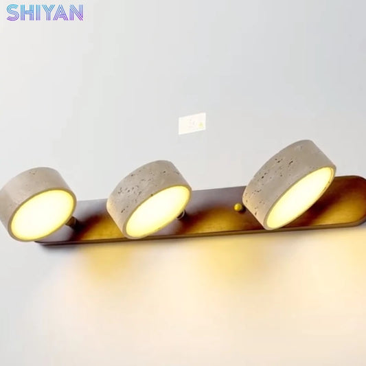 Spanish Natural Limestone Wall Lamp Rotatable Round Led