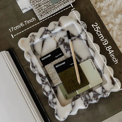 Calacatta Viola Scalloped Marble Tray Natural Marble Stone
