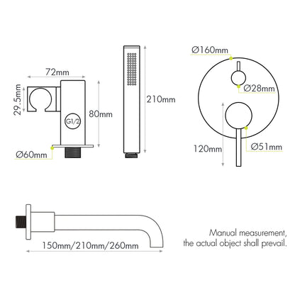 Bathtub Mixer Tap Shower Cold Bathroom Faucet Brushed