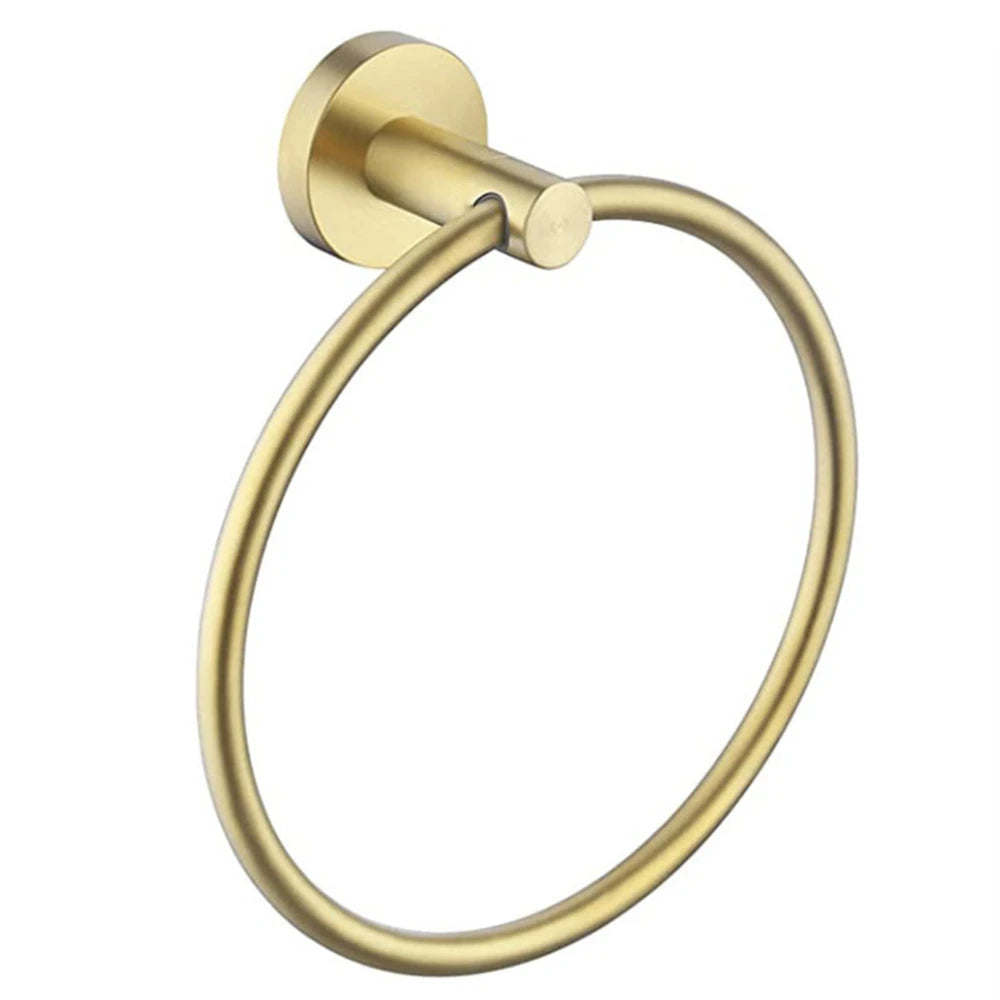 Towel Ring Black/Brushed Gold Stainless Steel Wall Hanging
