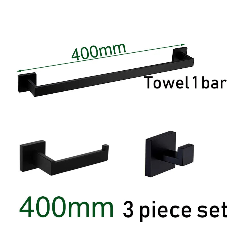 Black Bathroom Stainless Steel Wall Rack Towel Rack