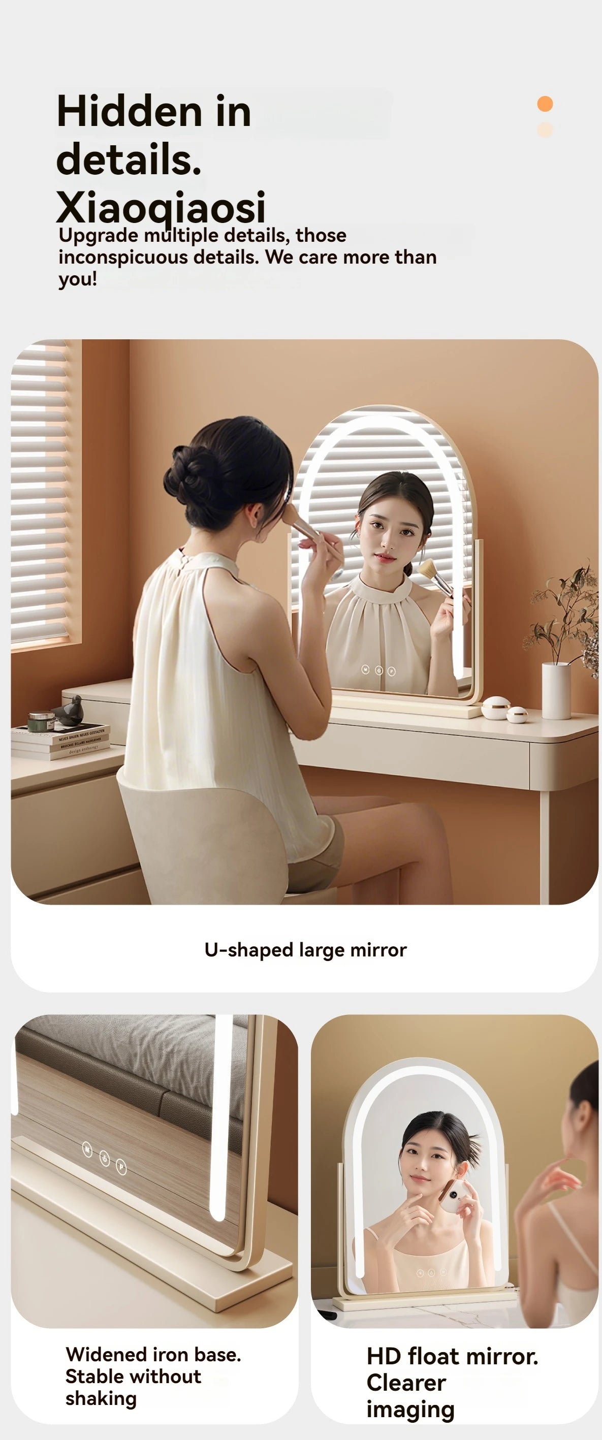 Large Arch-Shaped Makeup Mirror Led Light Desktop Vanity