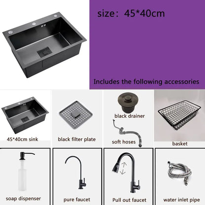 Black Sink 304 Stainless Steel Vegetable Washing Basin