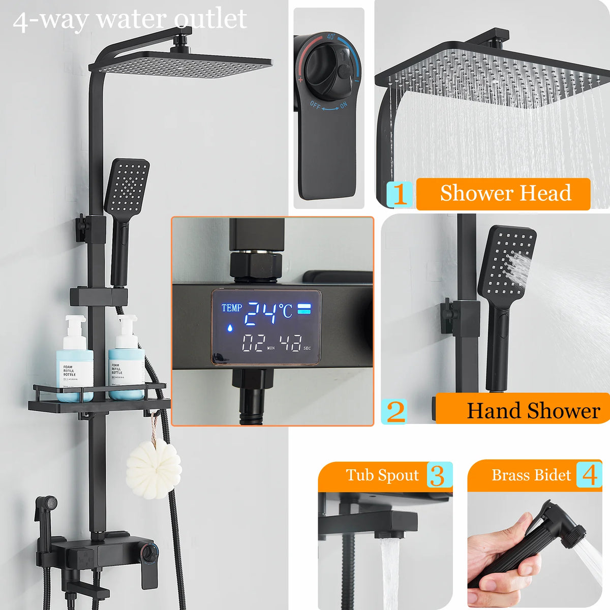 Ulgksd Thermostatic Shower Faucet Full Bathroom Rainfall Mixer