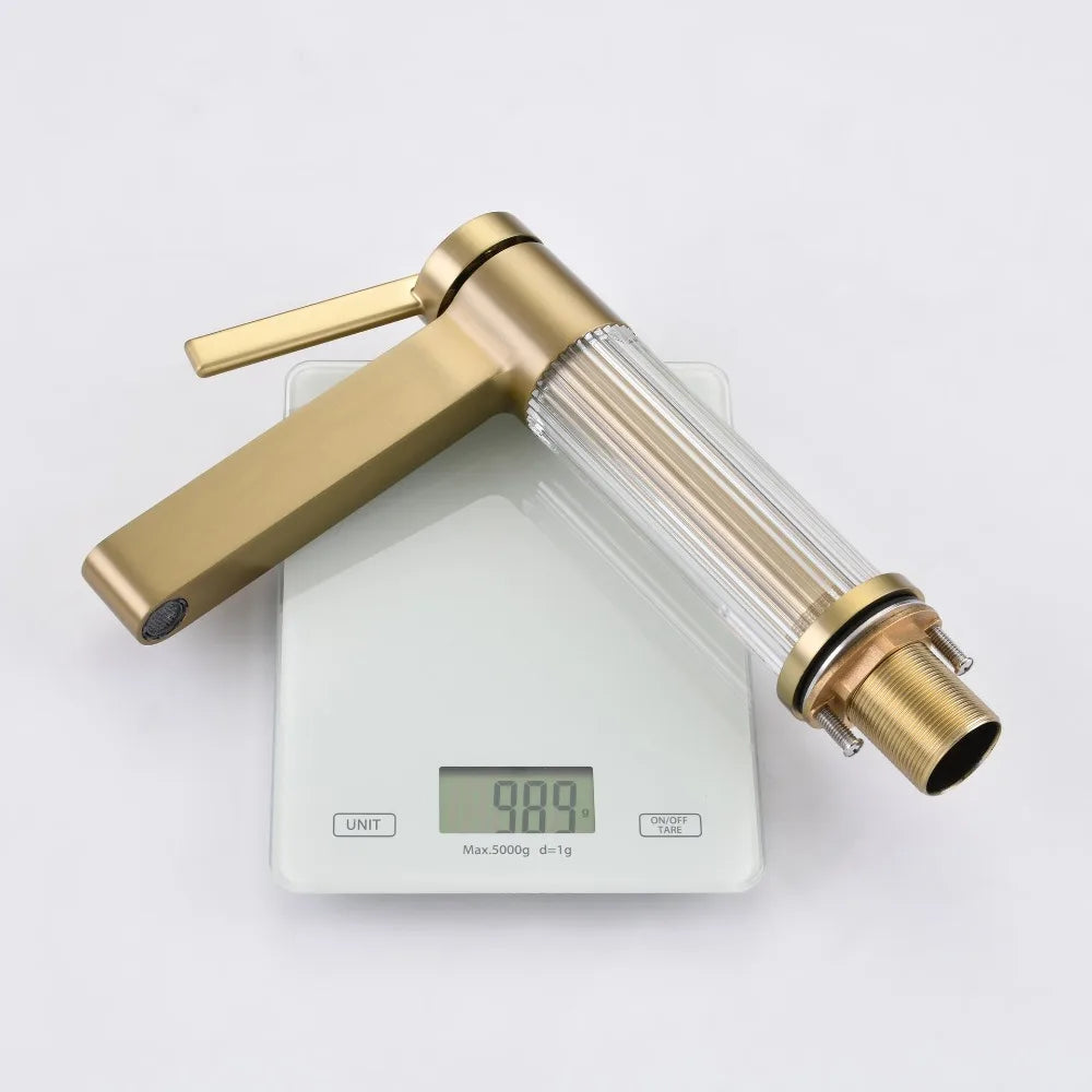 Yellow Bathroom Basin Faucet Acrylic Brass Cold Water