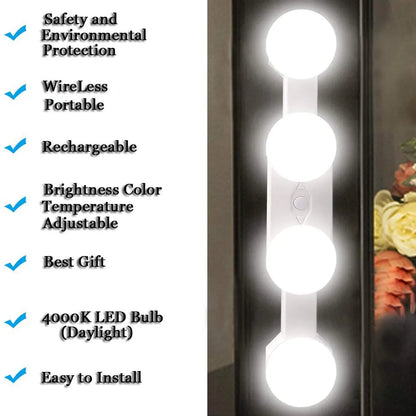 Led Makeup Mirror Light Suction Cup Cordless Bathroom