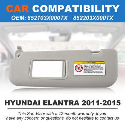 Car Sun Visor Fit Hyundai Elantra 2011-2015 Vanity