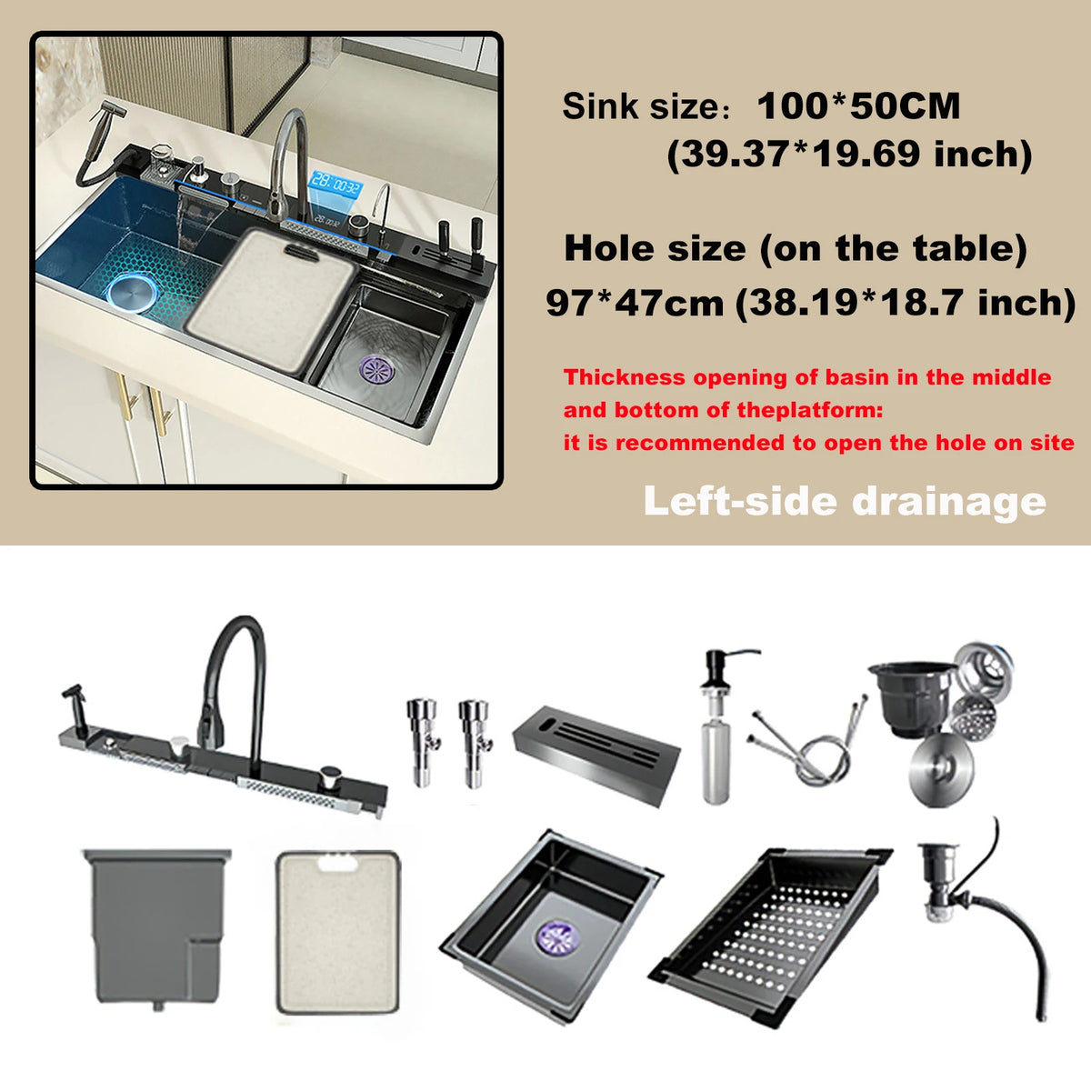 Stainless Steel Waterfall Sink Various Styles Sinks Digital